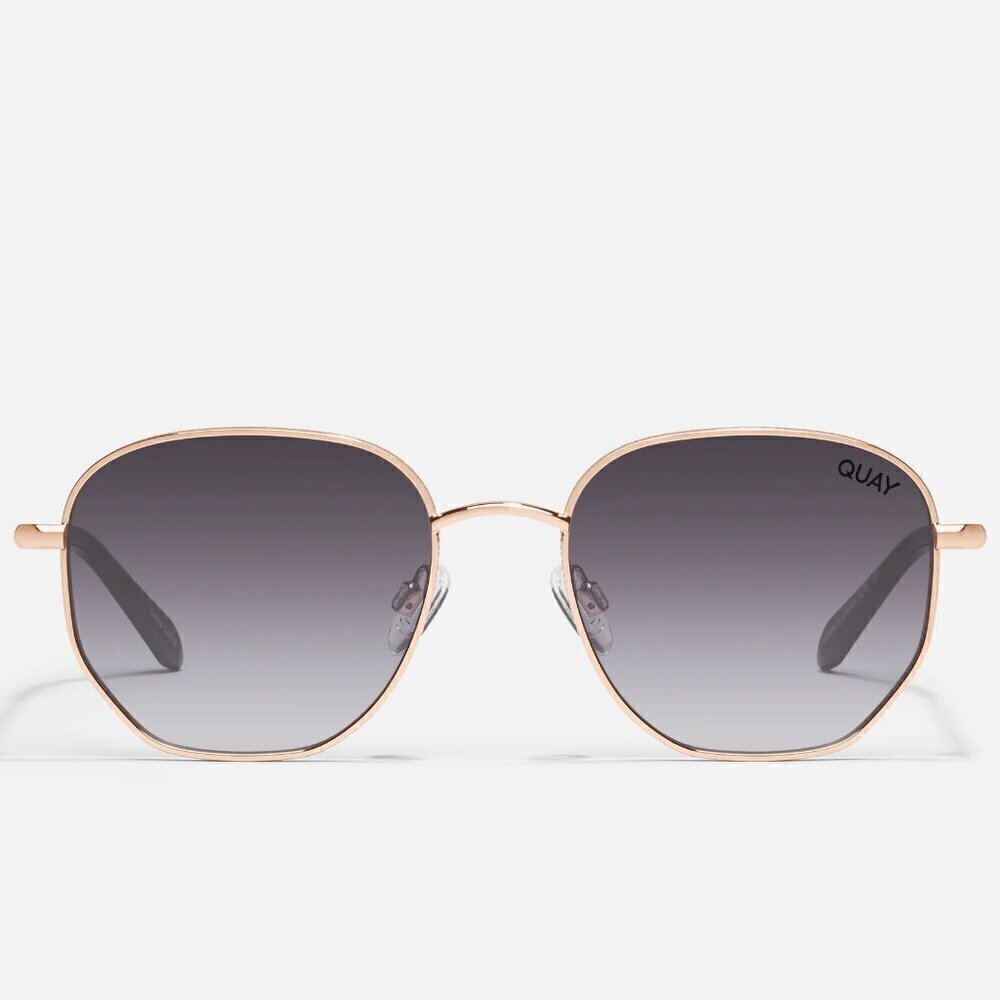 New Quay Australia Unisex Big Time Texture Gold Frame/Smoke Lens Sunglasses - Picture 2 of 14